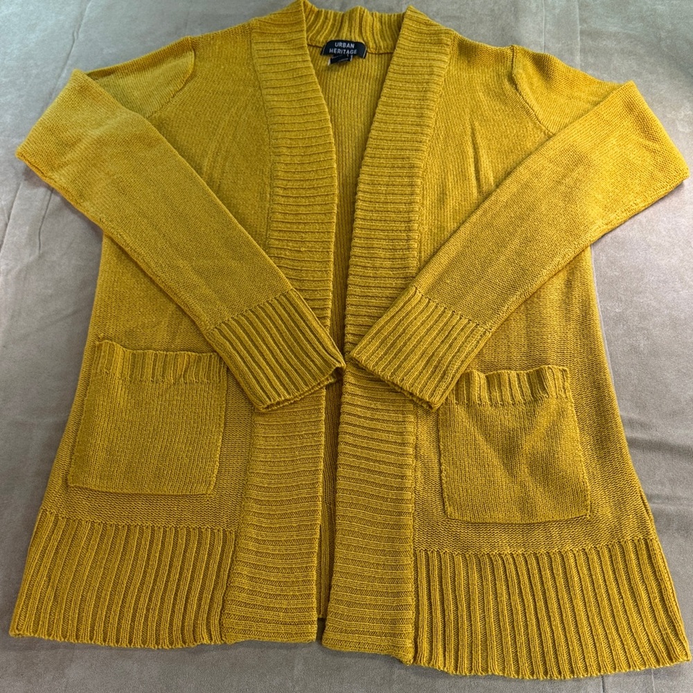 Urban Heritage Mustard Open Front Cardigan